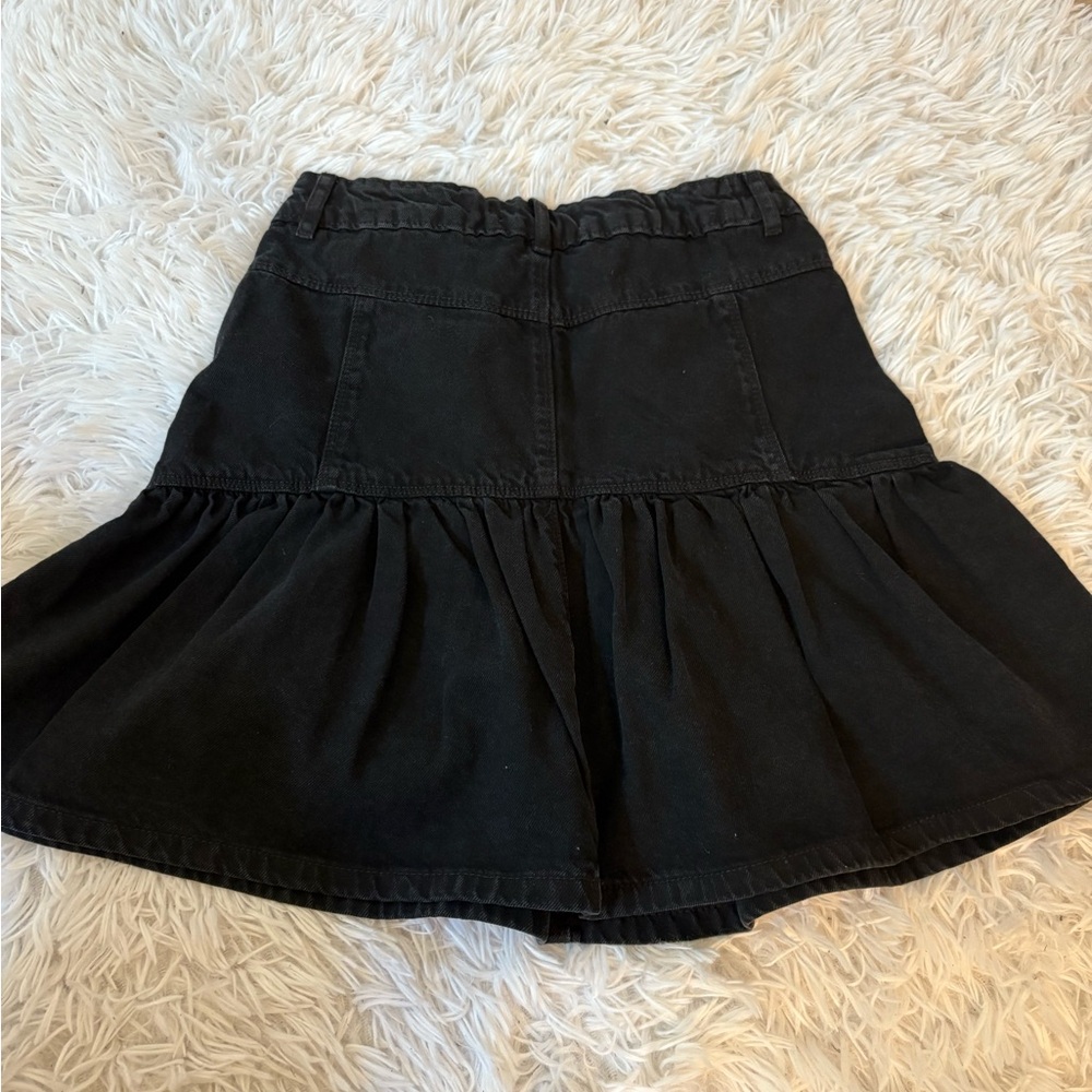 Zara Girls Ruffled Black Mini Denim Skirt - Picture 2 of 3